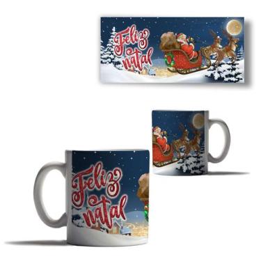 Imagem de Caneca Porcelana Feliz Natal Mensagem Cores Noel Variadas - Enjoy Shop