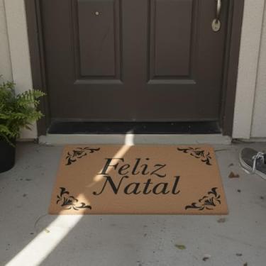 Imagem de Tapete Porta Vinil Natalino 60x40 Decorativo Enfeite Natal Novidade (60x40, Feliz Natal)