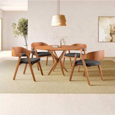 Imagem de Conjunto de Mesa Redonda 120cm com 4 Cadeiras Luna - Zurc Decor