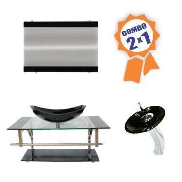 Imagem de Combo 2 em 1 - Gabinete 90cm Romênia + Torneira Ibiza - EKASA, Preto