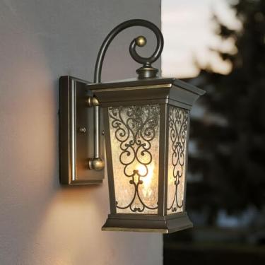 Imagem de ALVIME Luminárias de parede externas, luminárias externas, luzes de arandela à prova d'água, lanternas de pátio externas para entrada, porta da frente da casa, fazenda, garagem, base E26 e vidro