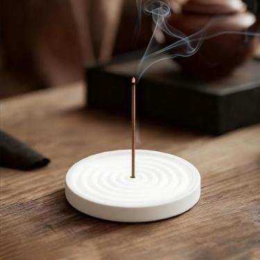 Imagem de Suporte de incenso elegante – Mini incensário com apanhador de cinzas integrado, decoração para casa/escritório/ioga, serve em bastões de incenso padrão, formato de gota d'água