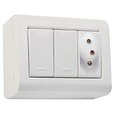 Imagem de Tramontina Caixa de Sobrepor com 2 Interruptores Simples 10 A 250 V e 1 Tomada 2P+T 10 A 250 V LizFlex Branca