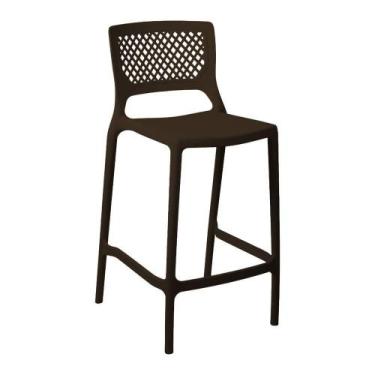 Imagem de Banqueta Alta Para Cozinha Marrom Café Empilhável Vênus Em Polipropile