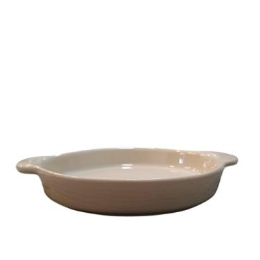 Imagem de Travessa Redonda Com Alça em Cerâmica Lisa, Elegância, Praticidade e Versatilidade para Servir, Design Atemporal, Material Resistente e Acabamento Impecável (AREIA)