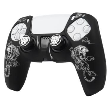 Imagem de Capa de controle Tiger compatível com controle PS5/Playstation 5, capa protetora RALAN com alça de polegar personalizada