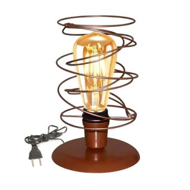 Imagem de Abajur Luminaria De Mesa Moderno Com Aramado Retro Modelo Mola Espiral Bivolt 110v/220v - 22cm de altura (Cobre)