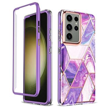 Imagem de Asuwish Capa de celular para Samsung Galaxy S23 Ultra 5G capa de celular híbrida luxuosa linda mármore à prova de choque corpo inteiro resistente acessórios finos S23Ultra 23S S 23 23Ultra 17.3 cm