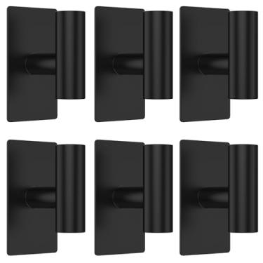 Imagem de 6 ganchos para toalha, aço carbono, sem broca, compatível com várias superfícies lisas, gancho de banheiro, forte capacidade de carga, gancho autoadesivo para pendurar casacos, chapéus, roupas