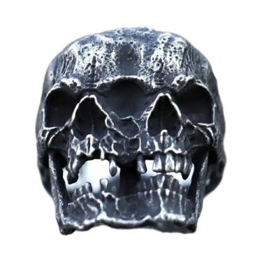 Imagem de Anel de Caveira Dupla Masculino em Aço Inoxidável 316L - Estilo Gótico