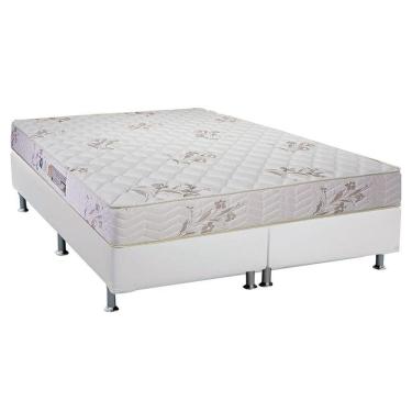 Imagem de Cama Box Queen: Colchão Espuma D33 Luckspuma Supreme Floral + Base Crc Courano White(158X198)