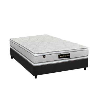Imagem de Cama Box Casal: Colchão Molas Ensacadas Lucksfaction + Base Gray(138X188)