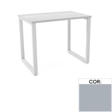 Imagem de Mesa De Escritório Pé Tubular Pe25 Em Mdp 90 X 45 Cm Cinza Com Base Cinza