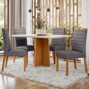 Imagem de Conjunto Sala De Jantar Mesa Anitta 1,35m Com 4 Cadeiras Mariah Ypê/off White/ja02 - New Ceval