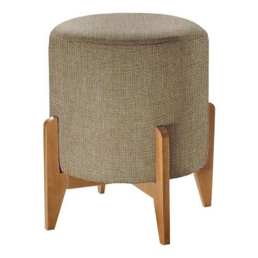 Imagem de Puff Em Linho Redondo Otavio Cor Linho Cinza