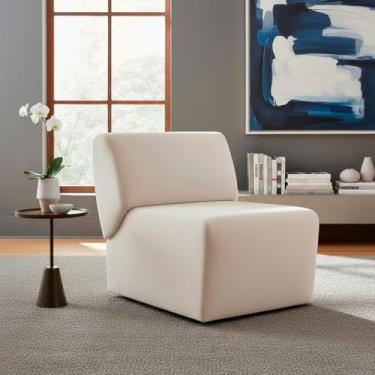 Imagem de Poltrona Decorativa Para Sala Recepção Manicure Consultório Zoe Suede Bege