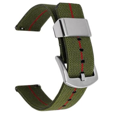 Imagem de Aoeiwv Pulseira de relógio de nylon de tecido elástico de 18 mm, 20 mm, 22 mm, 24 mm, à prova d'água, de liberação rápida, pulseira de reposição para homens e mulheres