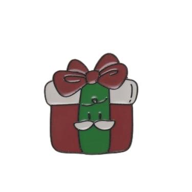 Imagem de Generic 1 peça de broches de Natal série 1 # caixa de presente (borda preta) liga de cera vermelha verde 2,5 x 2,7 cm