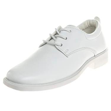 Imagem de Josmo Sapatos sociais para meninos - Sapatos formais clássicos Oxford com cadarço - preto marrom branco (bebê-criança grande) (tamanho 7 criança - tamanho 6 criança grande), Branco liso, 1 Big Kid