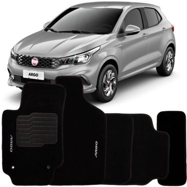 Imagem de Tapete Carpete Argo 2017 à 2025 Preto Logo Bordado Jogo 5 Peças Personalizado Automotivo