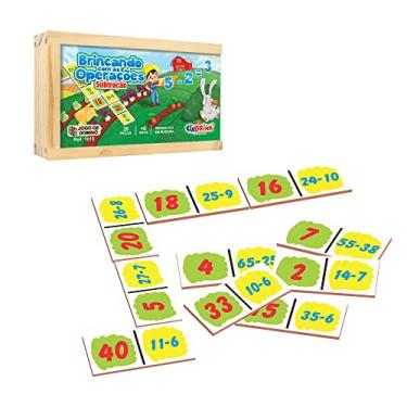 Imagem de Dominó Subtração em Madeira 28 Peças a Partir de 4 Anos Embalagem em Caixa Madeira Ciabrink