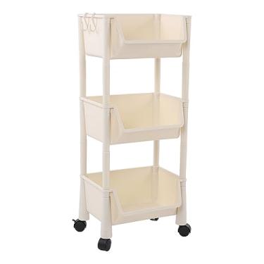 Imagem de Zerodis Laven Compact Rolling Organizer Carrinho de Utilidades Móveis Material Pp Capacidade de Carga Resistente Rodas Com Trava para Escritório Cozinha Quarto Móveis Domésticos (3 camadas sem