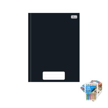 Imagem de Kit Caderno Brochura Capa Dura Pepper Preto 80 Folhas + Caneta Trigel Metálica 10 Cores + Marcador Artístico Brush Metallic 6 Cores