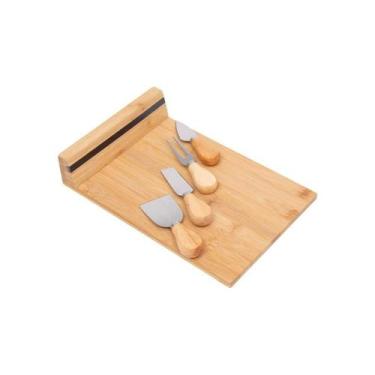 Imagem de Jogo para Queijo com Tábua e 4 Facas Ecokitchen Bambu 20x30 cm - Mimo 