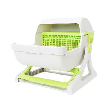 Imagem de Semi Enclosed Cat Litter Case Pet Semi Cats Toilet Easy to Clean Cats Furniture Kitten Potty Toilet Pet Toilet, Pink/492(Green)
