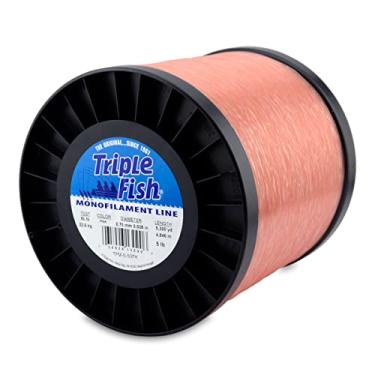 Imagem de Triple Fish Linha de monofilamento, teste de 50 lb/22,7 kg, 0,028 pol/0,70 mm de diâmetro, rosa, carretel de 2,26 kg, 5300 jardas / 4846 m