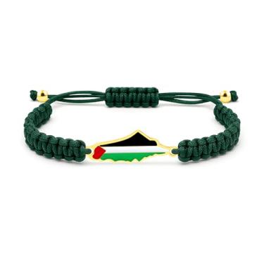 Imagem de Vivaday Pulseira trançada com bandeira palestina | Joias Freedom for Palestine | Pulseiras de orgulho palestino e paz | Pulseira cultural artesanal do Oriente Médio YA5882, Medium, Metal, Sem Pedra