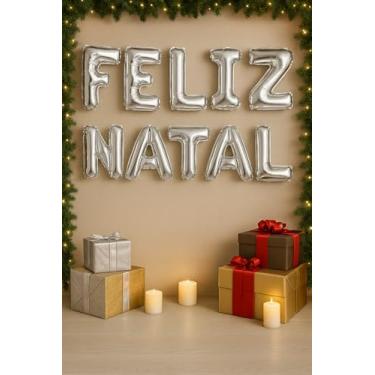 Imagem de Balões Letras Feliz Natal 40cm – 3 Cores (Dourado, Prata e Vermelho) – Ideal para Festas e Painel Natalino Decoração Fim de Ano Letra caixa (PRATA)