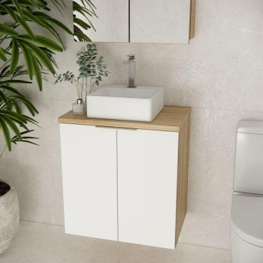 Imagem de Gabinete C/ Cuba Nature 60cm Estilare Gab4008 Carvalho/branco