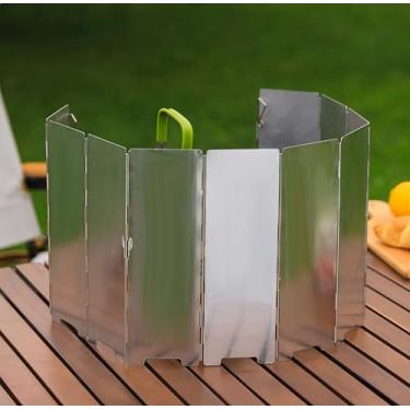 Imagem de Pára-brisas de fogão de acampamento com saco, 10 pratos ultraleve, dobrável, álcool/fogão de barraca tela de vento de liga de alumínio para acampamento