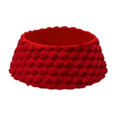 Imagem de KiBcsLic Base para suporte de árvore de Natal, capa protetora, enfeites de pelúcia decorativos para as festas de fim de ano, decoração rústica para casa, Vermelho