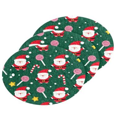 Imagem de Wassud Esponja de polpa de madeira de Papai Noel e pirulito para pratos, pacote com 3 esponjas de cozinha para limpeza, esfregão resistente para panelas antiaderentes pia banheiro, suprimentos de