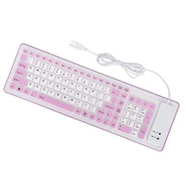 Imagem de Generic Teclado de Silicone Dobrável à Prova D'água Mudo 103 Teclas USB Com Fio para PC Laptop, Teclado de Silicone de Enrolar à Prova de Poeira para Viagens (Roxo)