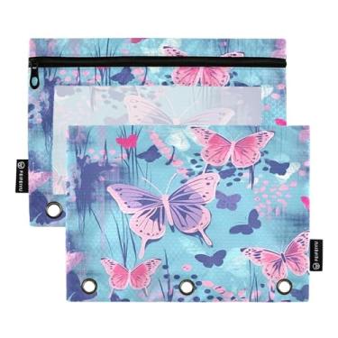 Imagem de Wassud Borboletas em fundo azul, pacote com 2 pastas para fichário, pastas de bolso com 3 furos, pasta organizadora para casa, escritório