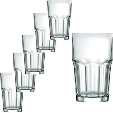 Imagem de Copos Casa Blanca de Vidro Transparente, 350ml, Kit com 3 Unidades, 12cm Altura, Design Empilhável