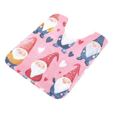 Imagem de Burbuja Tapete de banheiro Valentine Gnomos, tapete de banho absorvente de pelúcia macio, base antiderrapante para piso de banheiro, oval em forma de U