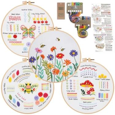 Imagem de Louise Maelys Kits de bordado para iniciantes, 4 pacotes de ferramentas de prática, kit de bordado para iniciantes para adultos, aprender 30 pontos básicos, presente de costura manual faça você mesmo