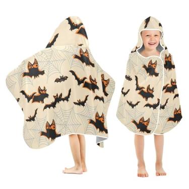 Imagem de Burbuja Bats Webs Toalha de banho com capuz para crianças, toalha de praia de pelúcia macia absorvente para meninas e meninos 3-10 anos, 61 x 127 cm