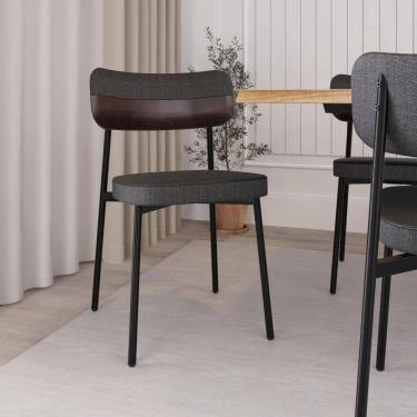 Imagem de Conjunto 4 Cadeiras de Jantar Tecido Mesclado Alloa Est. Preta