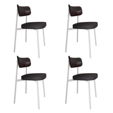 Imagem de Conjunto 4 Cadeiras de Jantar Tecido Mesclado Alloa Est. Branca