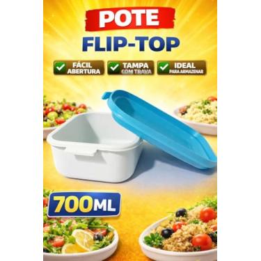 Imagem de Tapoer Flip-Top 700ml 4 UNIDADES Pote Plástico Hermético com Tampa Prática para Cozinha