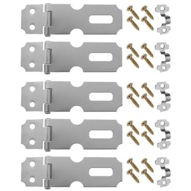 Imagem de Dobradiça Porta Cadeado Fecho Trinco Zincado 6,3cm Para Portão Gaveta Armário | Aliança | Kit 05 Un