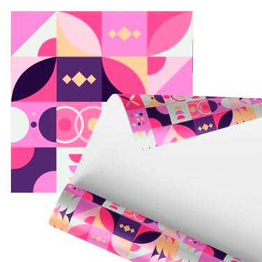 Imagem de Papel de Parede Decorativo, Estampa Geométrica Moderna, Rosa e Roxo, 2,80 Metros, Design Abstrato para Decoração de Interiores