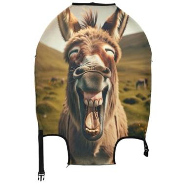 Imagem de Joisal Capa de mala especial protetora de bagagem lavável engraçado burro sorriso animal presente bagagem manga, Animal engraçado com sorriso de burro, M, Fits 22-24 Inch Case, Capa de mala