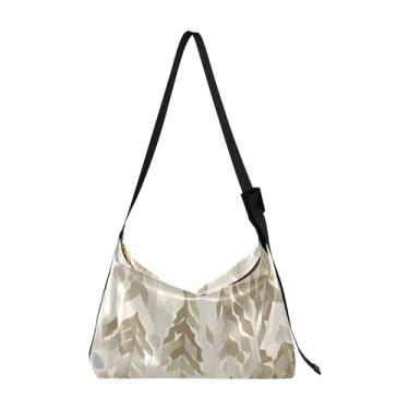 Imagem de Bolsa feminina Hobo de couro PU macio de folha verde bolsa de ombro com estampa de folha de desenho animado, Ikat Boho Tie Die Colors