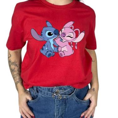 Imagem de Camiseta T-shirt Feminina Desenho Lilo Stitch Elegante Estampada Chiqu
